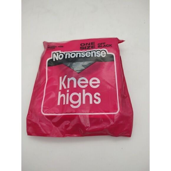 Vintage No Nonsense Knee High Stockings Pantyhose 2-Pair Off Black Sheer Toe - Picture 1 of 5